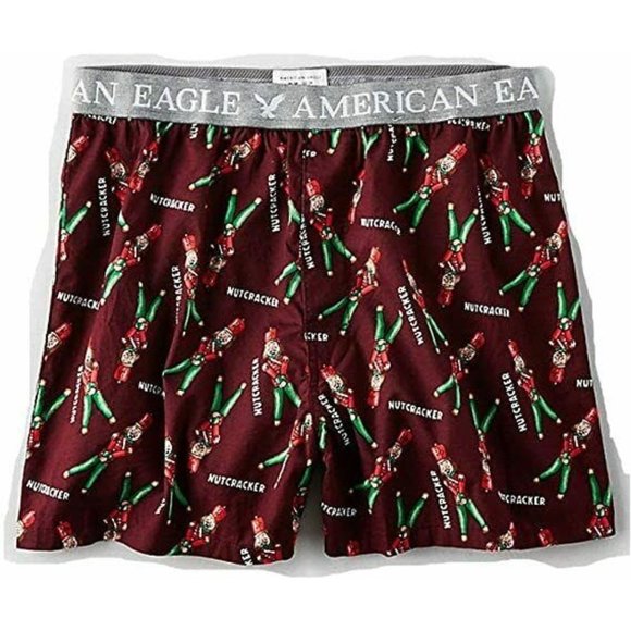 NWT American Eagle Small Nutcracker Boxer Shorts Maroon Gag Gift‎ Christmas New - Picture 1 of 4